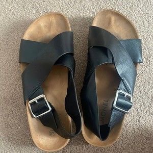 Monki Jannike Cross Strap Flatform, Black, Size 40